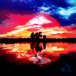 Colourful clouds reflection wallpaper