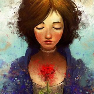 Women tears wallpaper