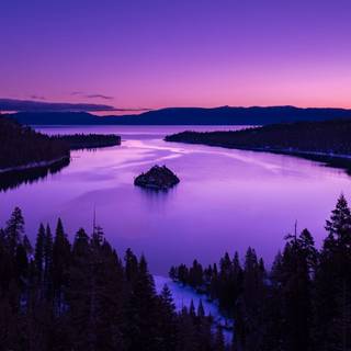 Sunset lake view wallpaper