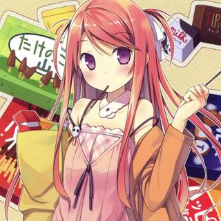 Cute red hair anime girl wallpaper