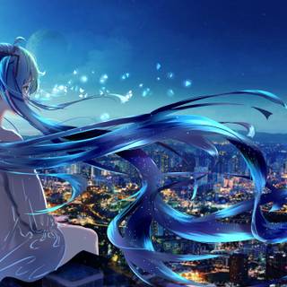 Anime girl blue hair wallpaper