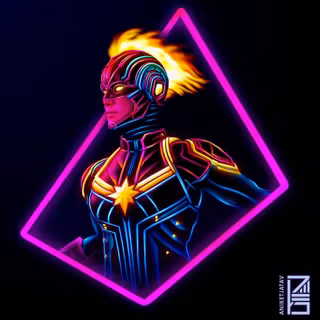 Captain Marvel neon wallpaper