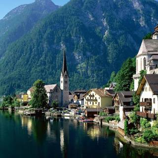 Pretty village Alps wallpaper