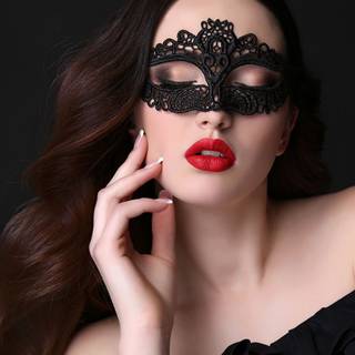 Women black red lip wallpaper