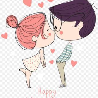 Cute anime couple kissing wallpaper