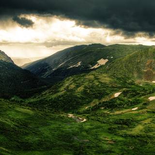 Rain mountain river clouds wallpaper