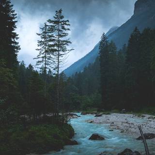 Rain mountain river clouds wallpaper
