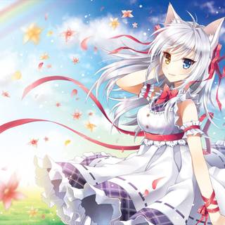Anime cute cat girl wallpaper