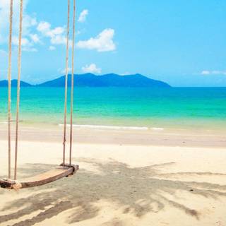 Swing on the beach wallpaper