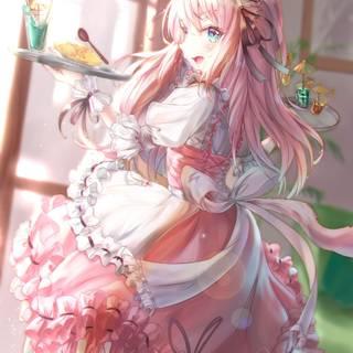 Cute pink haired anime desktop wallpaper