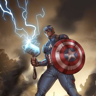 Captain America with Hammer wallpaper