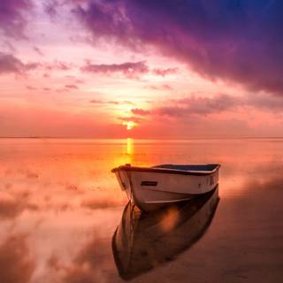 Boat long sunset wallpaper