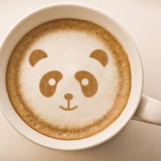 Panda with coffee wallpaper