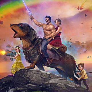 Men and women fight wallpaper