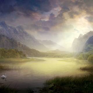 Australia lake silent morning wallpaper