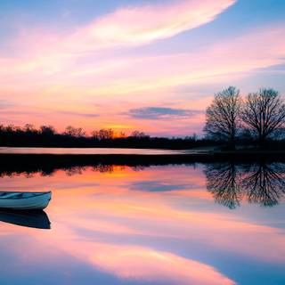Canoe in spring wallpaper