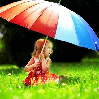 Girl with umbrella wallpaper