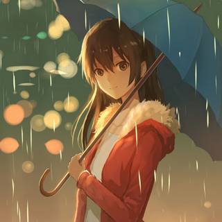 Girl with umbrella wallpaper
