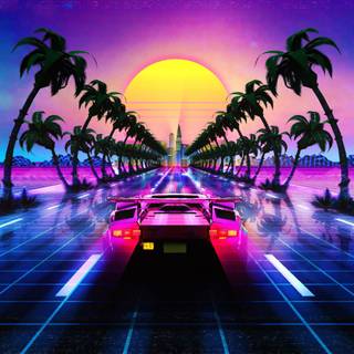 Retro wave palms 4k wallpaper