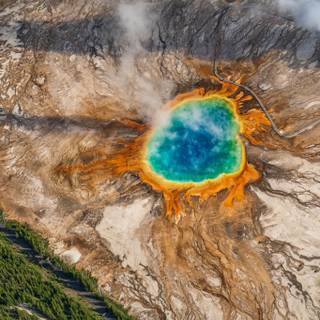 Grand Prismatic Spring sunset wallpaper