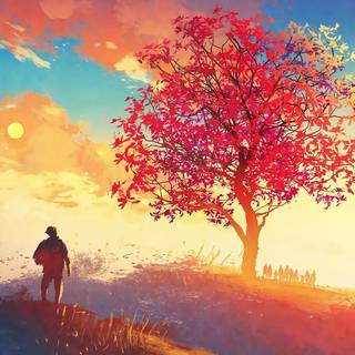 Anime nature digital art wallpaper