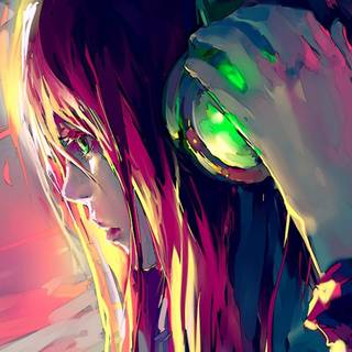 Anime headphones HD wallpaper