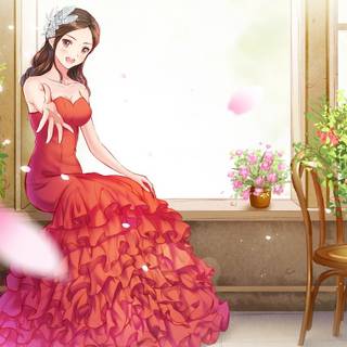 Red dressed girl wallpaper