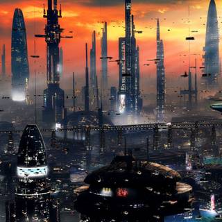 Future fantasy city wallpaper