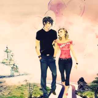 Cute anime boyfriend girlfriend wallpaper