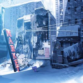 Snow anime city wallpaper