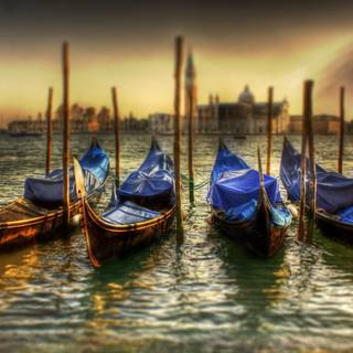 Gondolas at sunset wallpaper