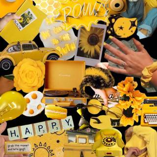 Yellow aesthetic photo collage wallpaper