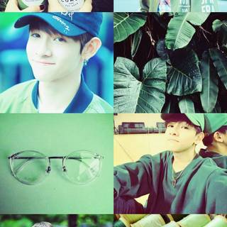 Green aesthetic collage wallpaper