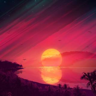 Sunset photo retro Ps4 wallpaper