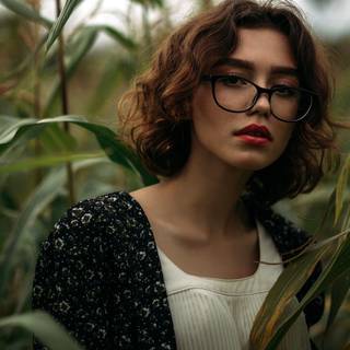 Girls glasses nature beauty wallpaper
