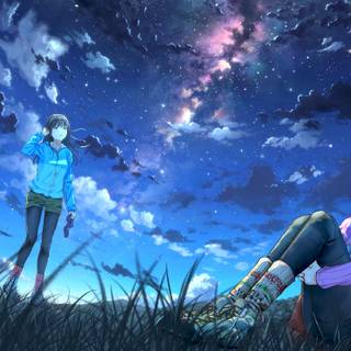 Anime girls landscape wallpaper