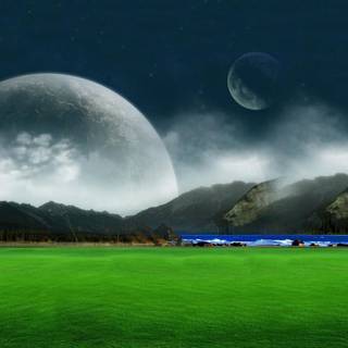 Green moon wallpaper