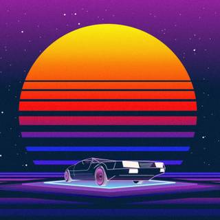 Retrowave Playstation wallpaper
