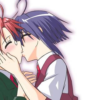 Anime characters kissing wallpaper