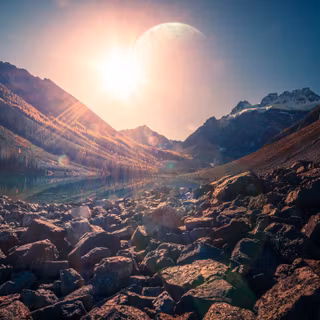 Rocks lake mountains HD wallpaper