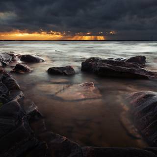 Rocks clouds HD wallpaper