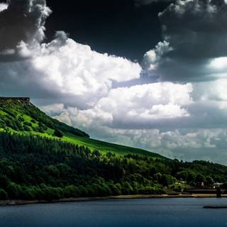 Lake mountains clouds HD wallpaper