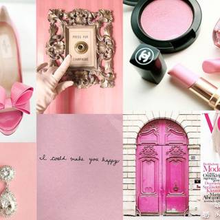 Girly things collage aesthetic desktop wallpaper