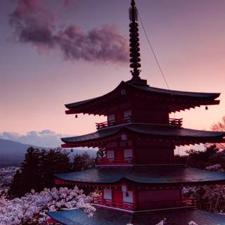 Japan pink building iPhone wallpaper