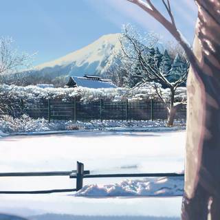 Anime winter mountain wallpaper