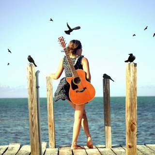 Girl with guitar wallpaper