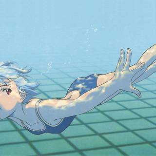 Girl swimming anime wallpaper
