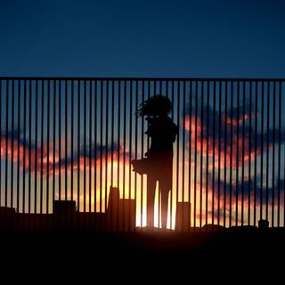 Rooftop sunset anime wallpaper