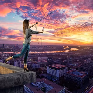 Rooftop sunset anime wallpaper