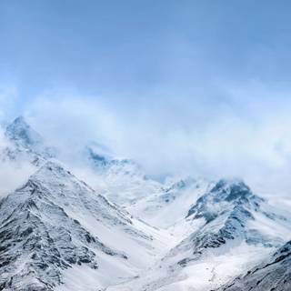 Mountain snow clouds HD wallpaper